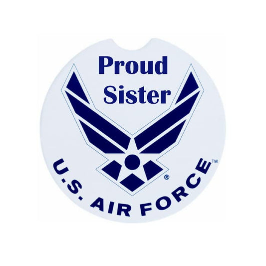 Air Force Proud Sister Ceramic Car Coaster Set 2.56" (2 Pack)