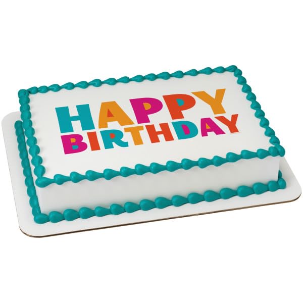 Block Happy Birthday Edible Icing Sheets- Assorted Image Cake Toppers-Frosting Sheets- Cookies- Cupcake Toppers