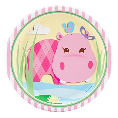 Pink Hippo Edible Cake Topper Frosting Sheet for 8 inch round cake or larger