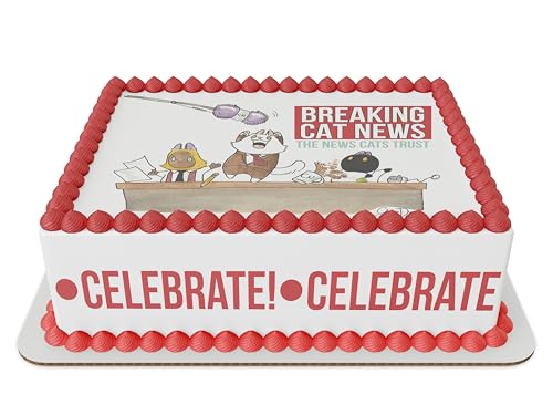 Breaking Cat News Celebration Edible Cake Topper