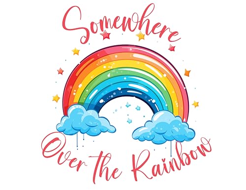 Somewhere Over The Rainbow in Red Edible Cake Topper-1/4 Sheet