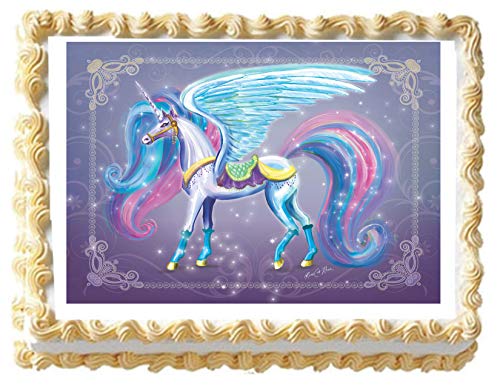 Unicorn Shimmer Dawn Edible Icing Image Cake Topper (1/4 Sheet)