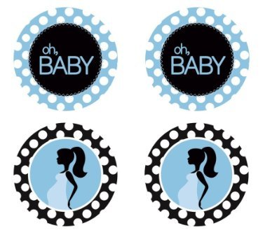 Edible Cupcake Toppers Baby Shower Blue Decoration