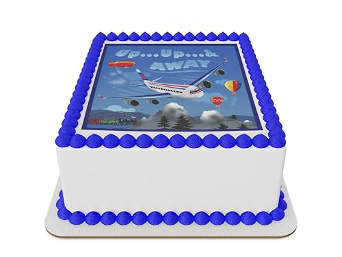 Airplane Up Up and away Edible Icing Sheets for 1/4 Sheet cake ot larger