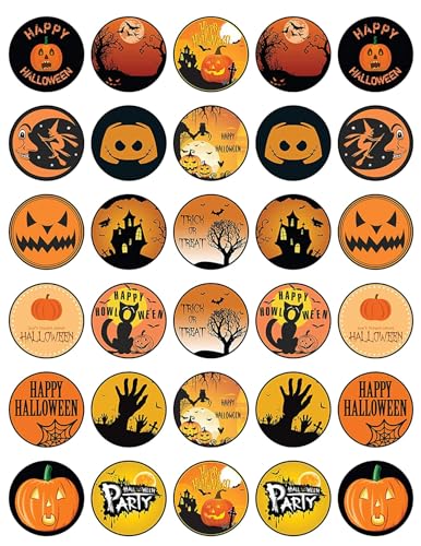 30 x Halloweeen Themed Edible Cupcake Toppers | Uncut on Wafer Sheet- Qty 30-1.5” each