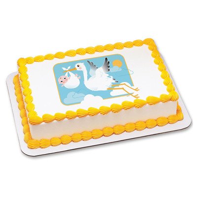 8" Round - Stork and Baby - Edible Cake/Cupcake Party Topper!!!