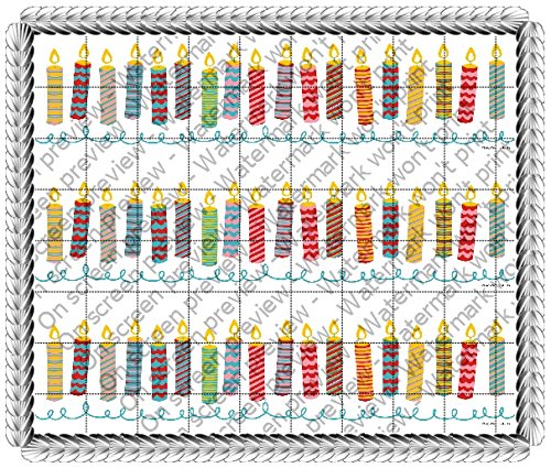 Birthday Candles Licensed Image Birthday - Designer Strips - Edible Icing Sheet Side Strips - D585