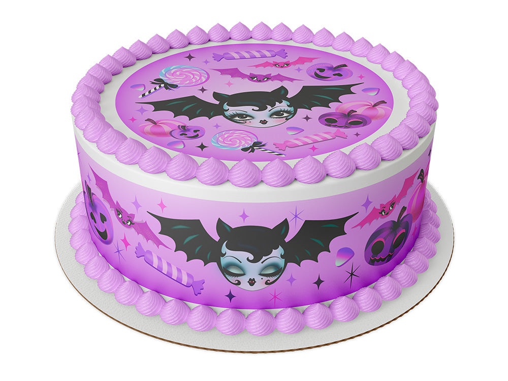 Cute bat Happy Birthday Edible Icing Sheets- Assorted Image Cake Toppers-Frosting Sheets- Cookies- Cupcake Toppers