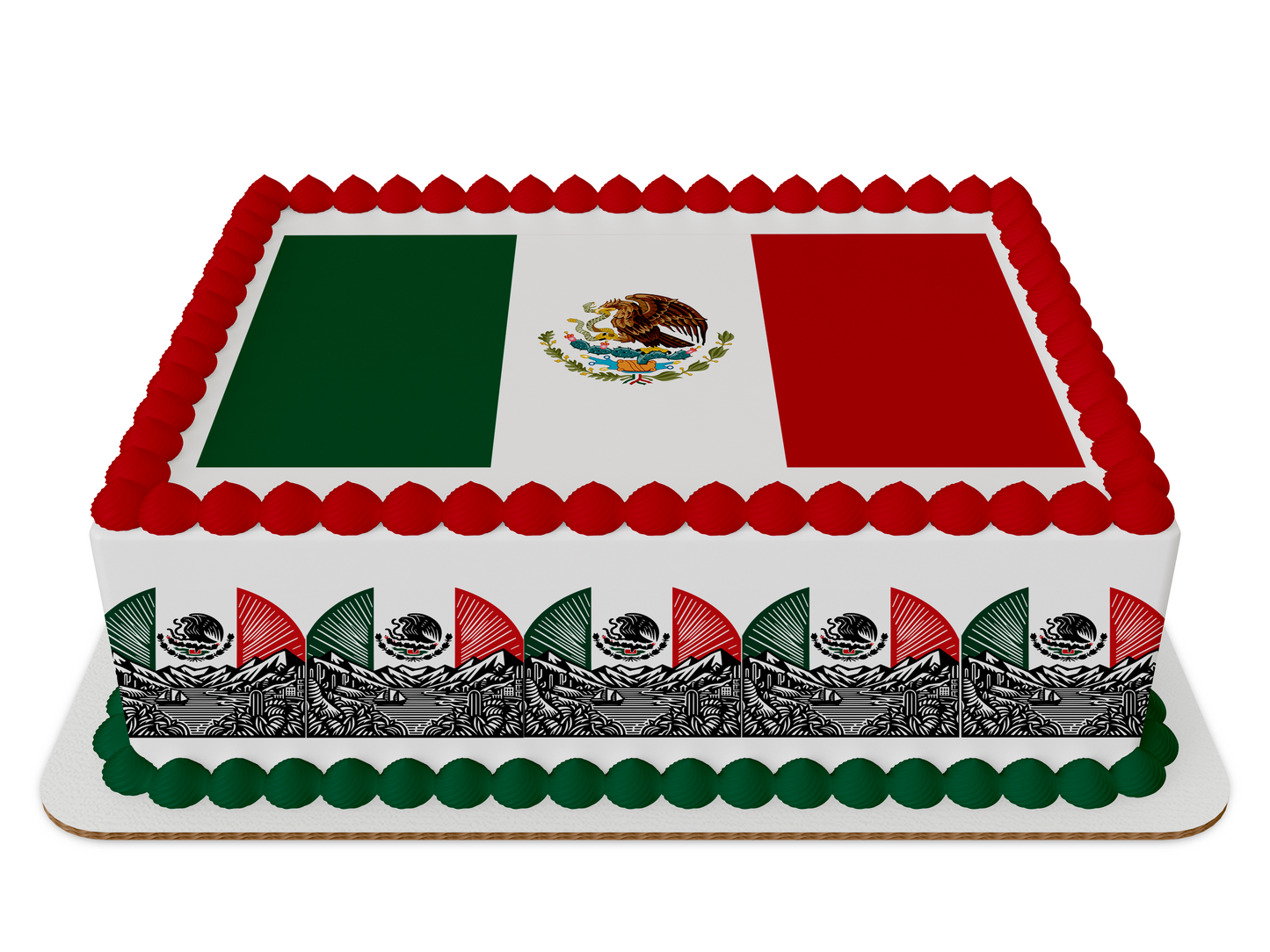 Mexican Flag 1/4 Sheet Cake Kit with Strips