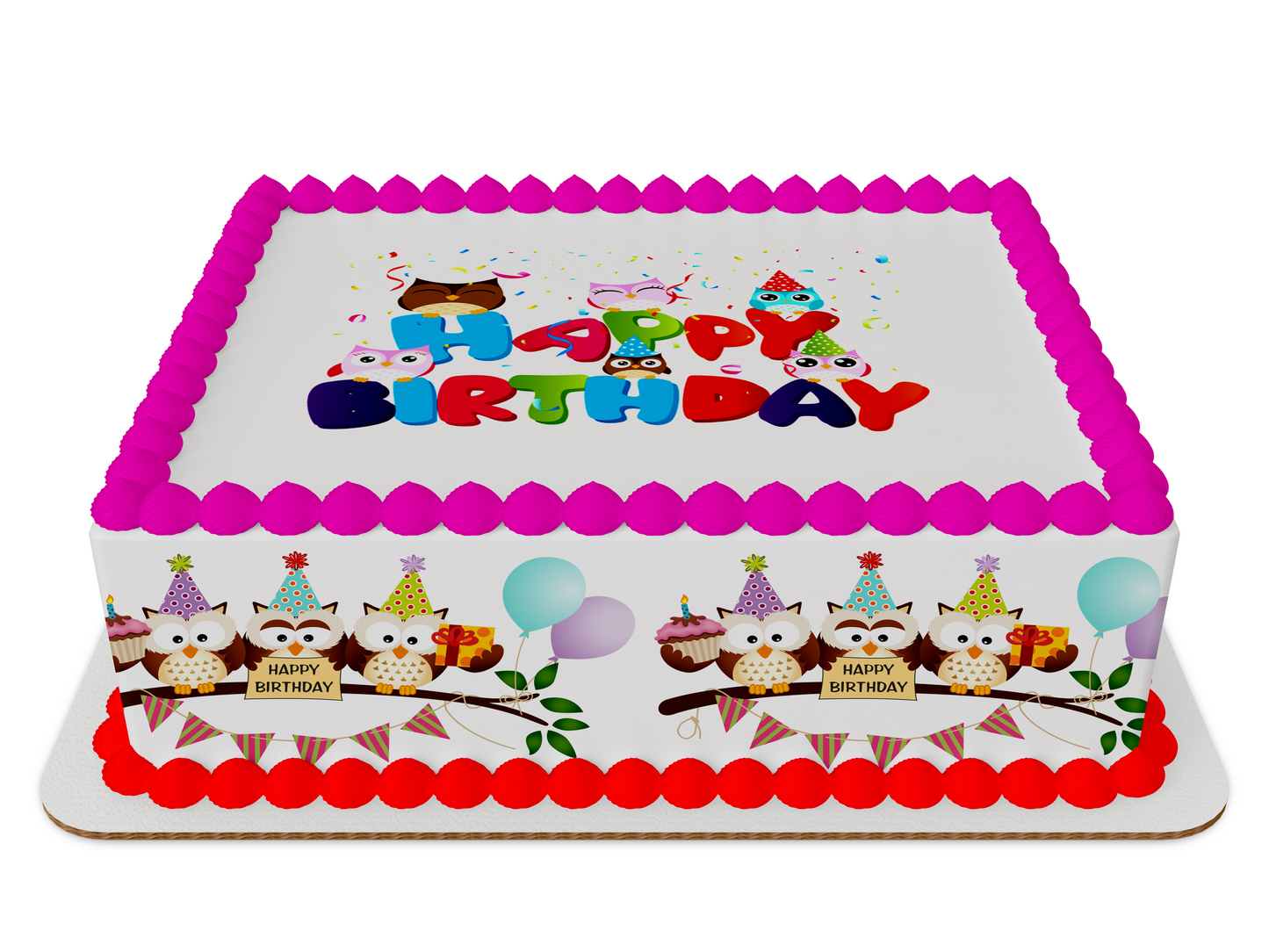 Happy Birthday Owls 1/4 Sheet Kit with Strips