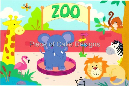 1/4 Sheet ~ Little Zoo Animals Birthday ~ Edible Cake/Cupcake Topper!!!