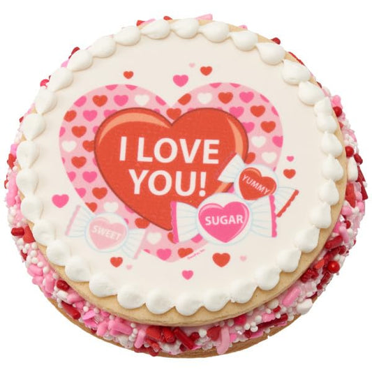 Sweet Candy Valentines PhotoCake® Edible Cake Topper Icing Image for 8 inch round cake or larger