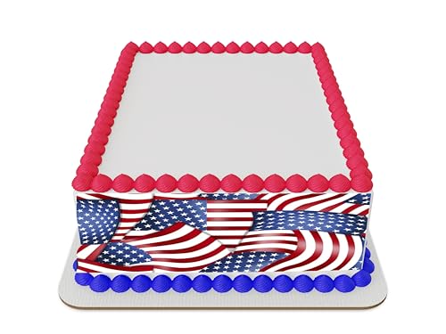 Ammerican Flags Collage cake border 3 Strips 2.5x10.5 inchs in size