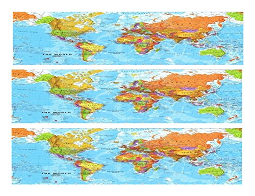 World Map Birthday - Cake Side Designer Strip - Edible Cake/Cupcake Party Topper!!!