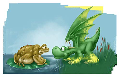 Cute Dragon with a toad Edible Icing Image Cake Topper (1/4 Sheet (8x10))