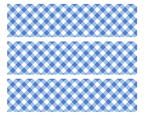 Blue Gingham Edible Cake Cupcake Border Strips Decorations (2.5x10 inch Strips (3))