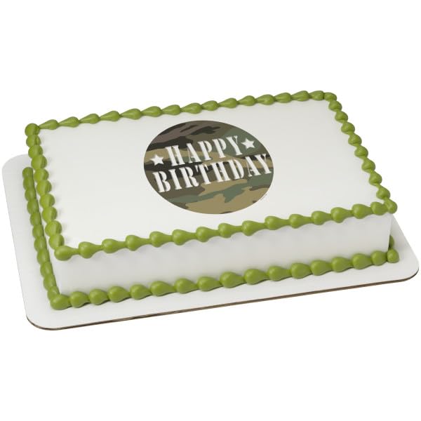 Camouflage Birthday Edible Icing Sheets- Assorted Image Cake Toppers-Frosting Sheets- Cookies- Cupcake Toppers