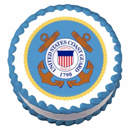 8" Round ~ Coast Guard Emblem Birthday ~ Edible Icing Image Cake Cupcake Topper