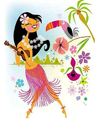 1/8 Sheet ~ Hawaiian Luau Girl Birthday ~ Edible Cake/Cupcake Topper!!!