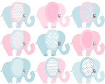 Gender Reveal Baby Shower Pink and Blue Elephants Designer Strips - Edible Cake Side Toppers (3 Strips)