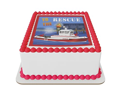 Rescue Boat Edible Icing Sheet cake topper for 1/4 Sheet cake or larger