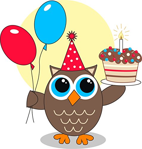 Owls Happy Birthday Edible Cake Image Topper 8 Inch Round