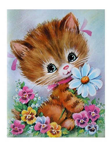 Cat Painting with Flowers for 1/4 sheet cake