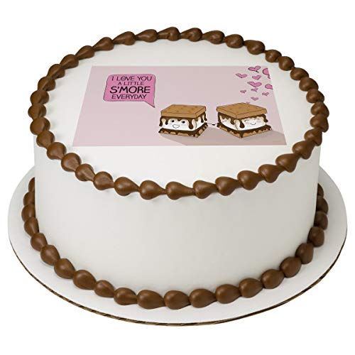 A Little S'more Every Day Valentine's Day Edible Cake Topper Icing Image for 6 Inch Round Cake or Larger