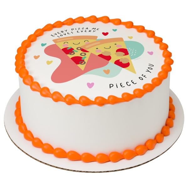 Every Pizza Me Loves You Valentines PhotoCake® Edible Cake Topper Icing Image for 6 inch Round cake or larger