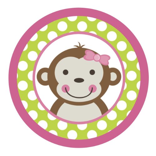 Mod Monkey Girl (Green Polka Dots) Edible Cake Topper Decoration