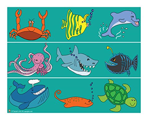 Cartoon Sealife Fish Cake Side Designer Strips - Edible Cake/Cupcake Party Topper cake strips 3 Pk