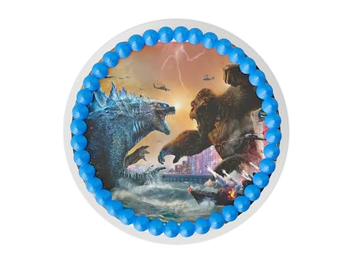 Godzilla and Kong in Water Edible Icing Sheets- Assorted Image Cake Toppers-Frosting Sheets- Cookies- Cupcake Toppers for 8 Inch Round Cake or Larger