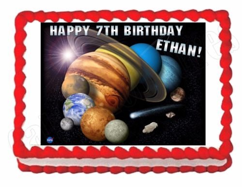 Solar System - Planets - Outer Space edible icing image party cake topper decoration