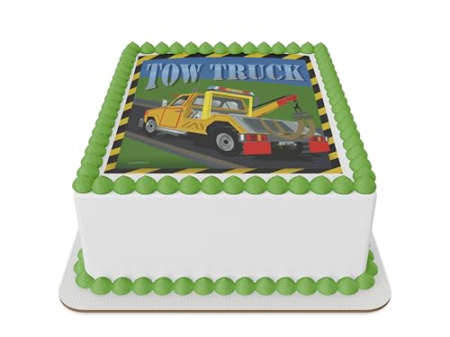 Tow Truck Edible Icing Sheet cake topper for 1/4 Sheet cake or larger