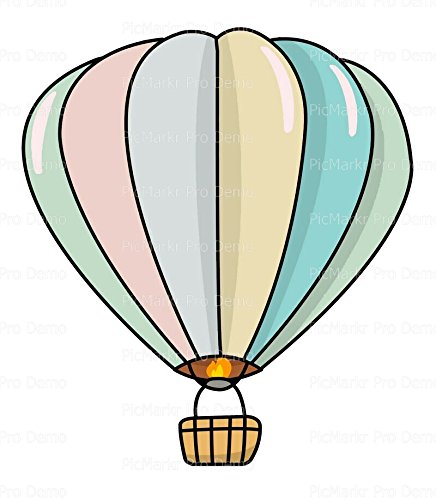 2" Round Cupcake (12 Per Sheet) - Pastel Hot Air Balloon Birthday - Edible Cake or Cupcake Topper - D20109