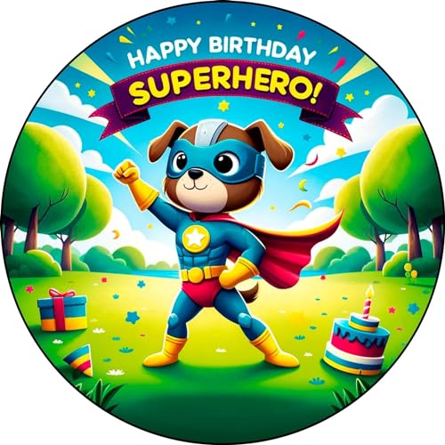 Puppy Super Hero Themed Edible Icing Sheets- Assorted Image Cake Toppers-Frosting Sheets- Cookies- Cupcake Toppers