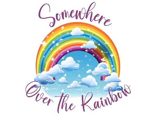 Somewhere Over The Rainbow in Purple Edible Cake Topper-1/4 Sheet