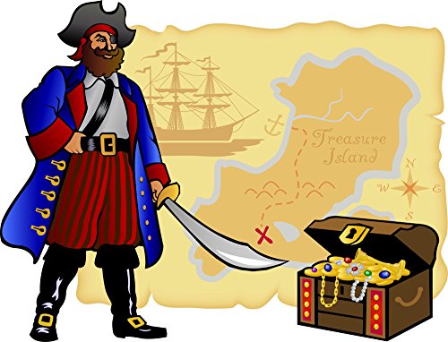 Pirate with Map Edible Cake Image Topper 1/4 Sheet