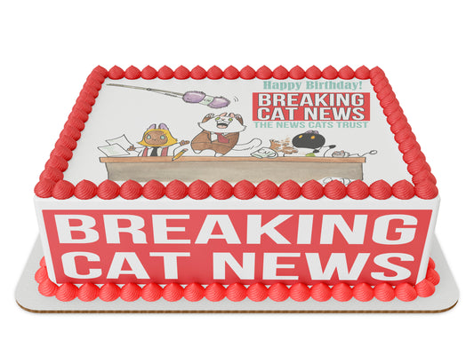 1/4 Sheet Breaking Cat News Edible Cake Topper Kit