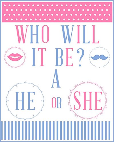 1/4 Sheet - Gender Reveal Baby Shower He or She- Edible Icing Image