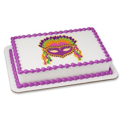 Mardi Gras Edible Icing Image for 6 inch Round Cake