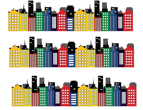 Colorfull City skyline Super Hero Skyline Edible Cake Border 2.5x10 inchs