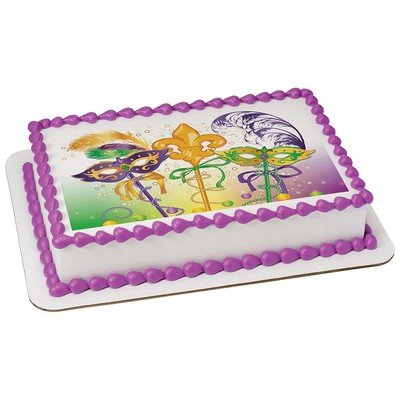 Mardi Gras Edible Icing Image for 8 inch round cake