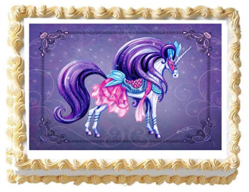 Unicorn Shimmer and Grace Edible Icing Image Cake Topper (1/4 Sheet)