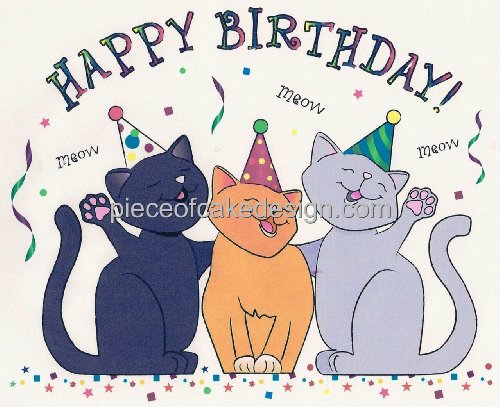 1/4 Sheet ~ Happy Birthday Cats Birthday ~ Edible Cake/Cupcake Topper!!!