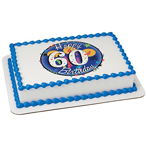 Happy 60th Birthday Edible Icing Image Cake or cupcake topper