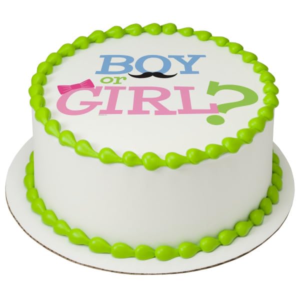 Boy or Girl Gender Reveal PhotoCake® Edible Cake Topper Icing Image for 6 inch Round cake or larger