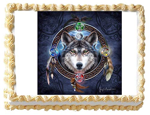 Celtic Wolf Guide Edible Icing Image Cake Topper (1/4 Sheet)