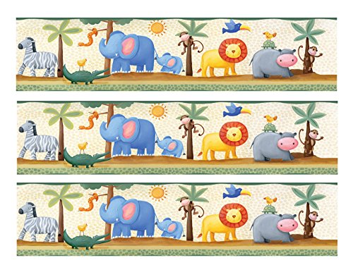 Jungle Animals cake Edible Icing Image border strips (3 Strips)