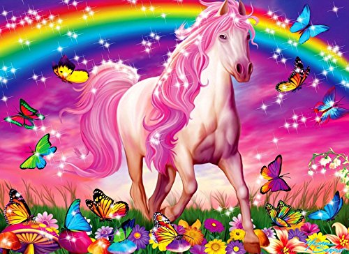 Rainbow UNICORN Butterflies Flowers Edible Icing Image for 1/4 sheet cake